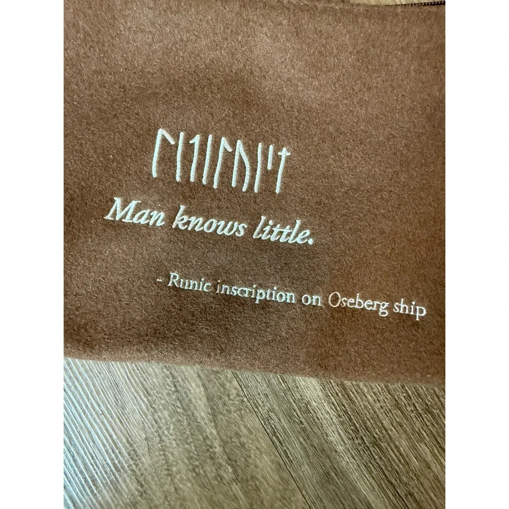 Viking River Cruises Runic Oseberg Ship Brown Felt Zippered Pouch Clutch Bag